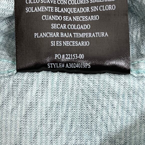 Hang Ten Button Up Shirt Mens Medium Short Sleeve‎ Linen Tropical Cabana Resort - Picture 14 of 14